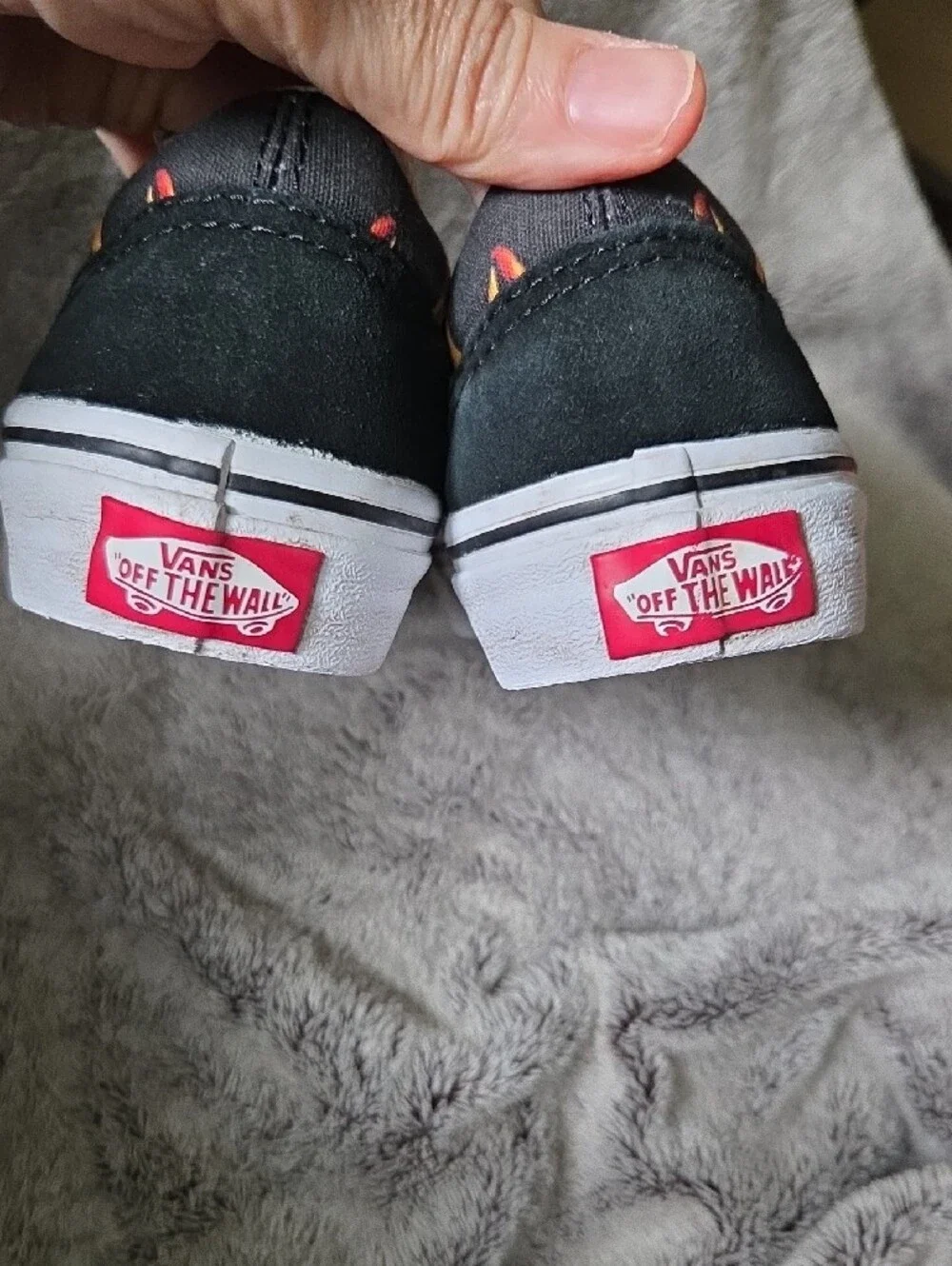 Vans Kids 13c Old Skool Black Sneakers with Orange Flame Print